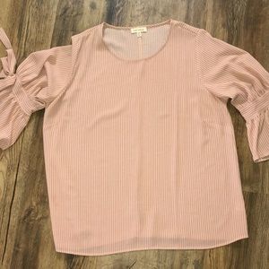 Faith & Joy Top Blouse Mauve‎ Stripped Women’s Sz 3X / N-2